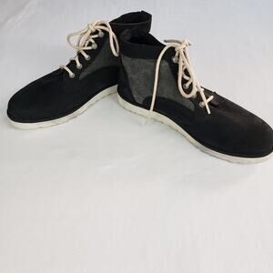 Ugg gray denim leather hi top laceup boots women's size 10 NWOT.
